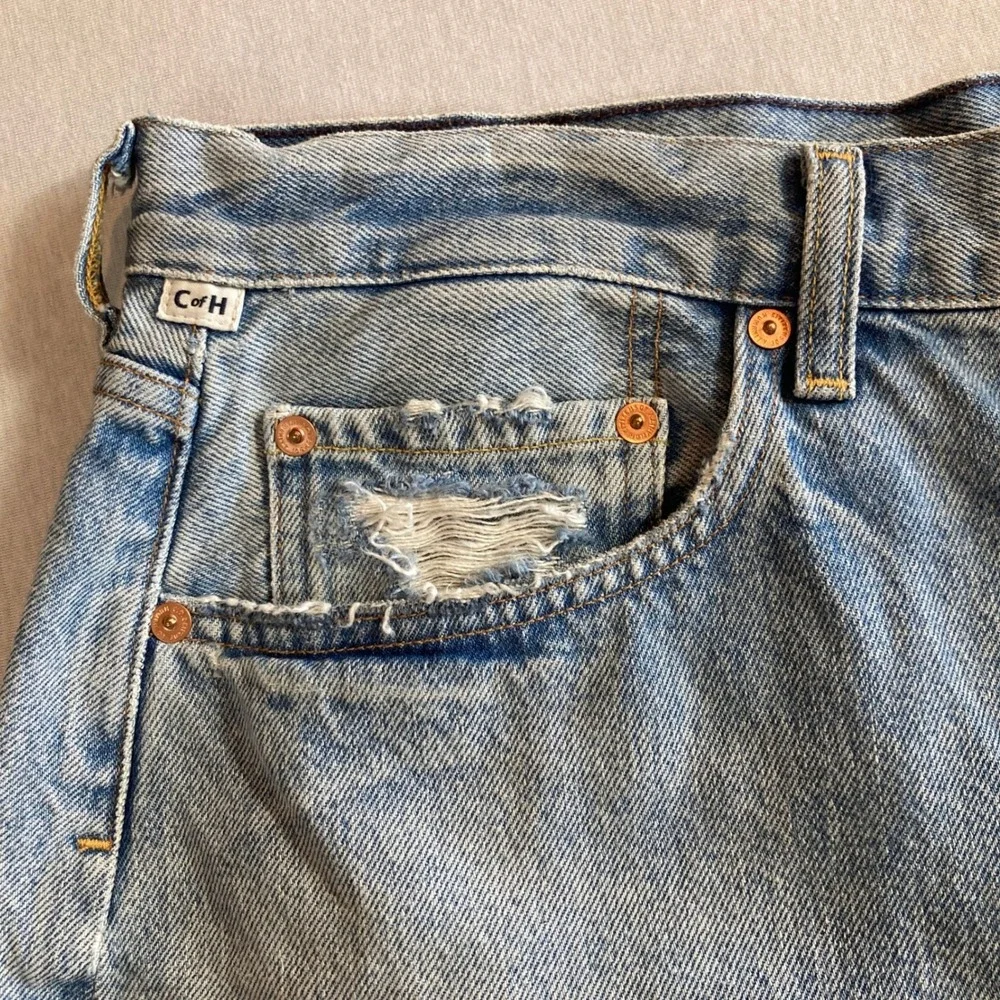 Citizens of Humanity Denim Shorts Button Fly Distressed Annabelle Organic Cotton